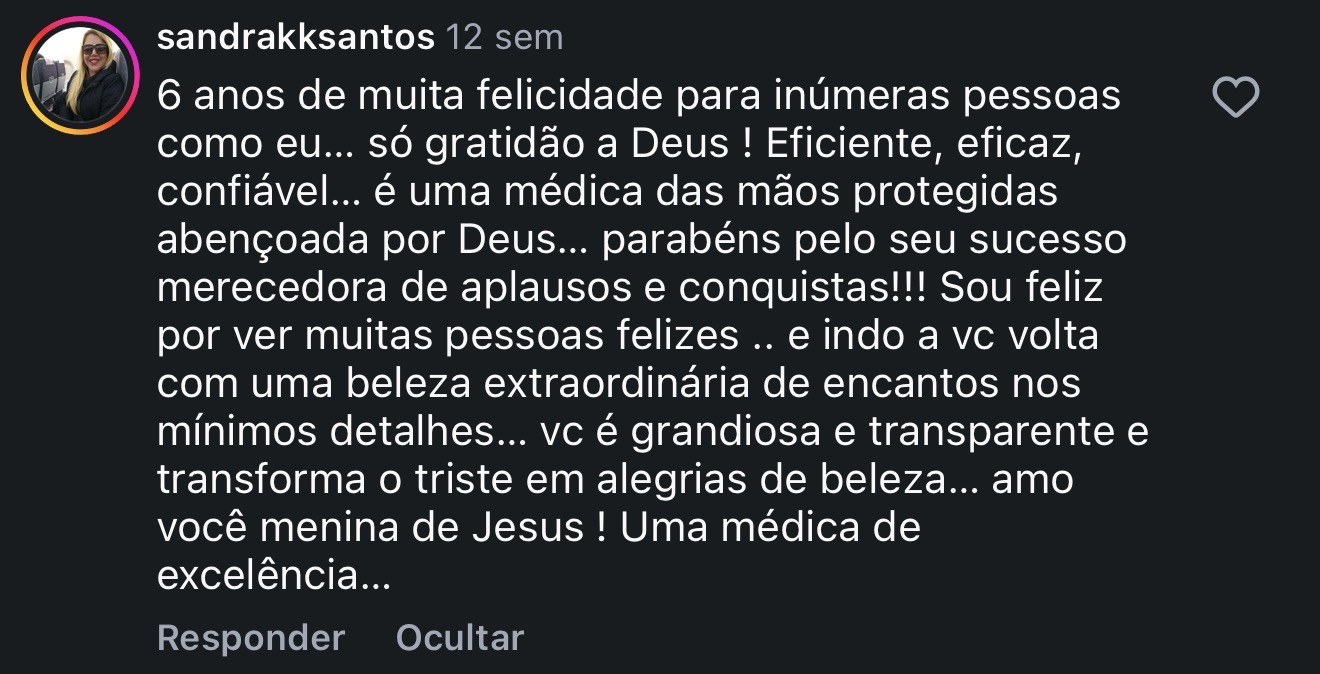 Depoimento de paciente do Instituto Carla Ferraz