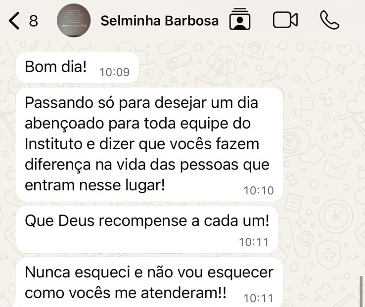 Depoimento de paciente do Instituto Carla Ferraz
