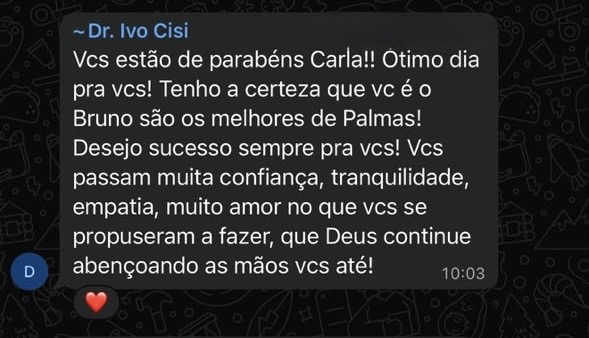 Depoimento de paciente do Instituto Carla Ferraz